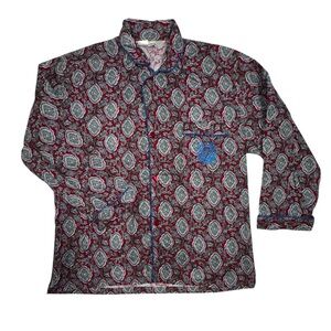 Vintage Number 1 London Mens Pajama Long Sleeve Shirt L/XL Paisley 100% Cotton